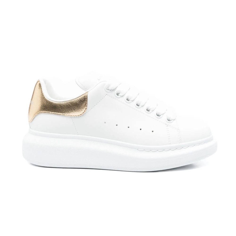 Alexander McQueen White and Gold Sneakers